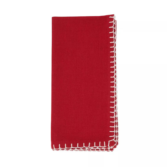 Whip Stitched Red Napkin