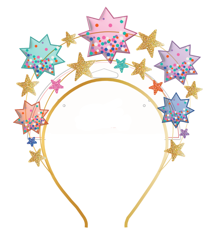 Colorful star-shaped headband on a white background
