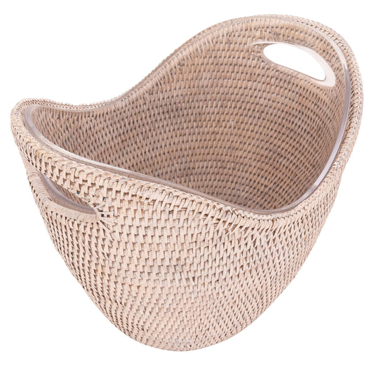 Whitewashed Rattan Wine Bucket